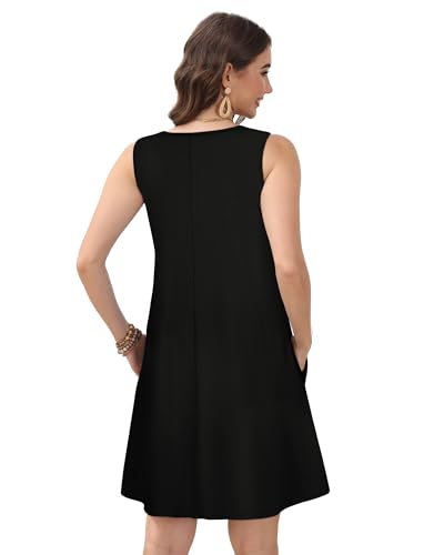 Image of CHICGAL Womens Summer Dresses Casual Sleeveless Loose T Shirt V Neck Sundress Swing Beach Cover Up with Pockets 2026