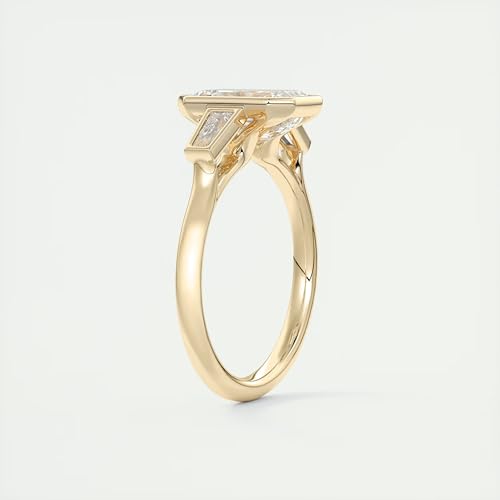 1-2-3-4-5 Carat Emerald & Baguette Cut VVS1-2 D/E/F Color IGI Certified Lab Grown Diamond Three Stone Bezel Set Solitaire Engagement Ring For Women4