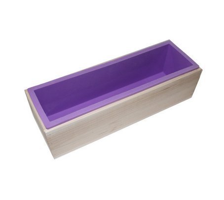 Flexible Rectangular Soap Silicone Mold with Wood Box for Homemade 42oz Soap Produce