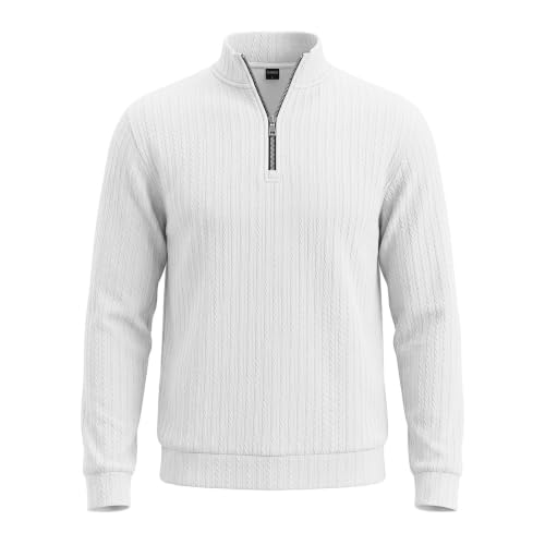 Men's Quarter Zip Pullover Lightweight Mock Neck Long Sleeve Knit Sweaters - image 3