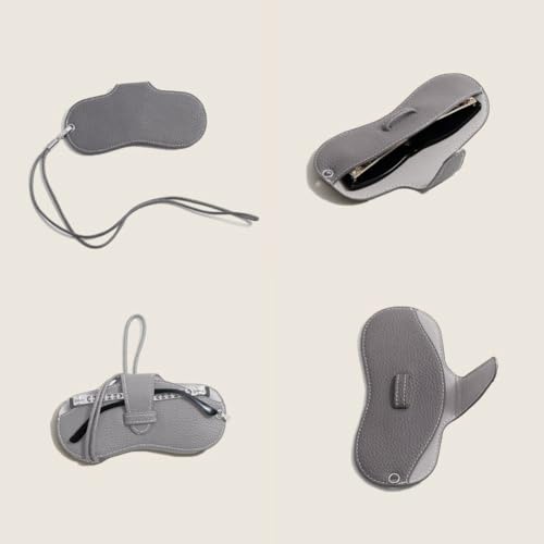 Image of FASHIXD Glasses Case Portable Travel Sunglass Case with Lanyard Eyeglass Pouch Bag Sunglass Holder for Purse For Women Men (Classic-Grey)