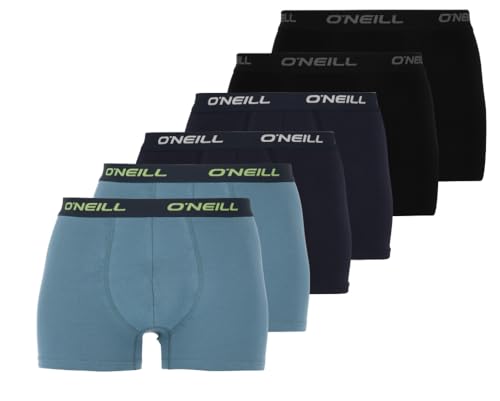 O'Neill Boxershorts für Herren, elastische weiche Baumwolle, 6er Pack, Schwarz, Blau, Space Blue, M