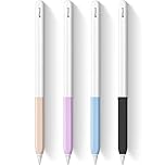 4 Pack Ergonomic Grip Designed for Apple Pencil 2nd Generation,YINVA Silicone Grip Holder Accessories Compatible with Apple Pen 2 Gen Support Magnetic Charging (Pink, Purple,Blue,Black)
