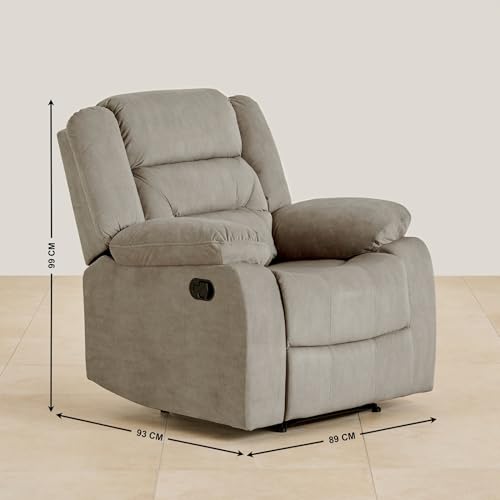 Image of Home Centre | Cairo NXT 1-Seater Fabric Recliner | Recliner Sofa for Living Room | Solid Wood | Beige | 2 Year Warranty