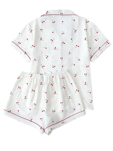 Remidoo Women's Floral Pj Set Short Sleeve 2 Piece Button Up Pajamas Sleepwear2