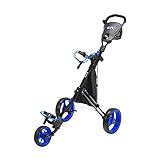 KVV Foldable Lightweight 3 Wheel Golf Cart with Stylish Scorecard Holder, Storage Bag-Easy to Open and Close(Black/Blue)