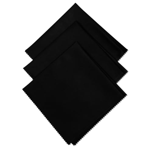 Image of AEC ClearPro Ultra Premium Microfiber Cleaning Cloth for Mobile Screen, Camera Lens, Glasses, Laptop, Tablet & Monitor | Lint-Free, Washable | 12 x 12 Inch | Black | Pack of 3