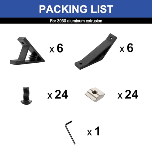 Image of 12pcs 3030 45 /135 Degree Angle Corner Bracket 3030 Extrusion Hardware T-Slot V-Slot Accessories with Screws and Nuts for 3030 Aluminum Extrusion Connector 3D Printer Accessories Black