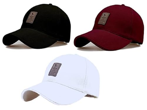 Image of Soft Cotton Adjustable Unisex Cap Quick Drying Sun Hat Protection for Men and Women (Freesize) Cap Pack of 3