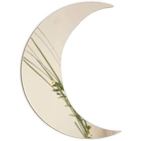 Crescent Moon Mirror - Wall Decor with Chic Boho Aesthetic for Urban Living Room Apartment Bedroom or Home - Durable Lightweight and Safe Acrylic - 13.25inch x 9.5inch (Silver) Cover