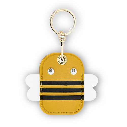 Image of Leather Keychain Case Holder Compatible with Apple AirTag, GPS Airtag Keychain Finder Tracker with Key Ring, Anti-Scratch Protective Air Tag Cover | Leather