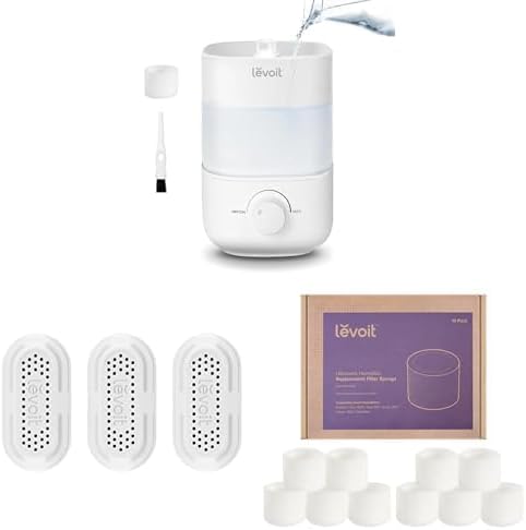 Bundle of LEVOIT Top Fill Humidifiers for Bedroom + LEVOIT 3-Pack Water, Demineralization Cartridge+ 10-Pack Top Fill Humidifier Replacement Filters