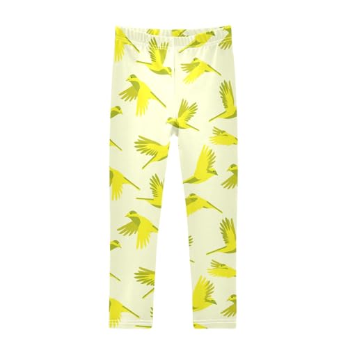 Girls Leggings Yellow Flying Birds Toddler Girls Clothes Leggings for Girls Toddler Girls Leggings 3-4T