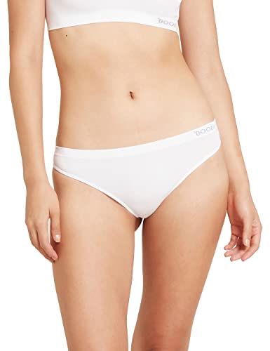 Boody Women's G String Thong Underwear - Seamless Thongs for Women, Sexy Panties for Women - Low Rise Womens Thongs with Ribbed Waistband, Soft Bamboo Viscose for All-Day Comfort - White, Medium