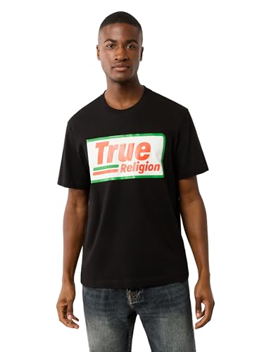 True Religion Men's Short Sleeve High Density Tee - Casual Crew Neck T-Shirt-Jet Black, XXL