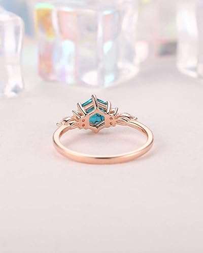 Natural Turquoise Rings 925 Sterling Silver 10K 14K 18K Turquoise Engagement Ring for Women White Gold Yellow Gold Rose Gold Turquoise and Moissanite Engagement Rings for Women Free Engraving4