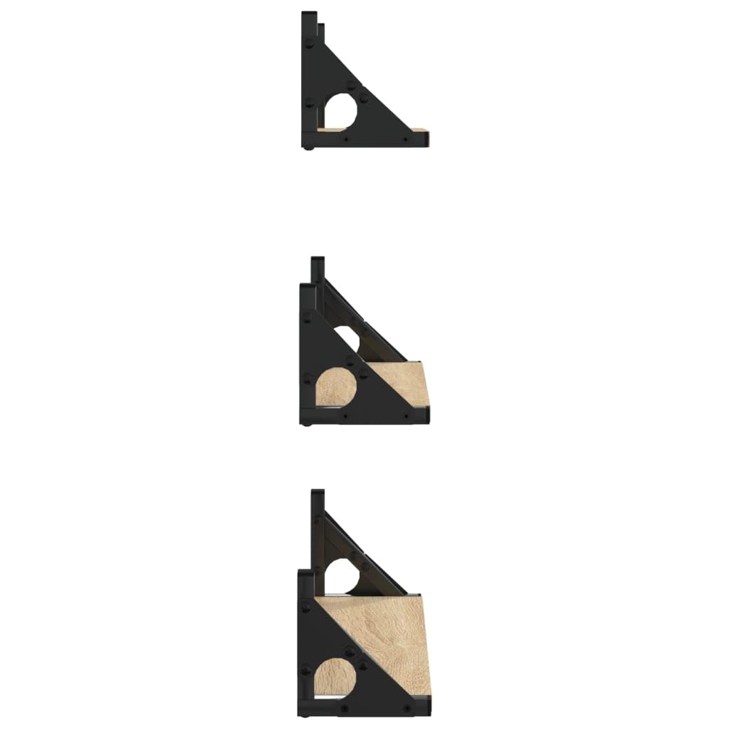 Set di 3 mensole da parete in legno di rovere Sonoma, mensole sospese, mensole sospese, per soggiorno, camera da letto, cucina, salvaspazio, con supporto stabile, ideale per ordine e