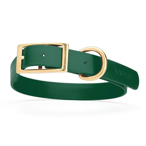 Image of Viper Biothane Heavy Duty Waterproof Dog Collar Strong Coated Nylon Webbing w /Solid Brass Hardware Odor-Proof Easy to Clean High Performance Fits Small Medium or Large Dogs, Hunter Green