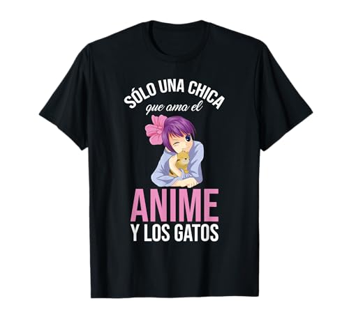 Anime Kawaii Chica Otaku Amante De Los Gatos Manga Japonés Camiseta
