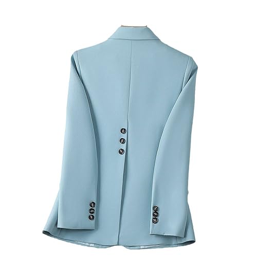 Spring Autumn Blue Pink Coffee Blazer Women Ladies Female Work Long Single Button Solid Formal Jacket