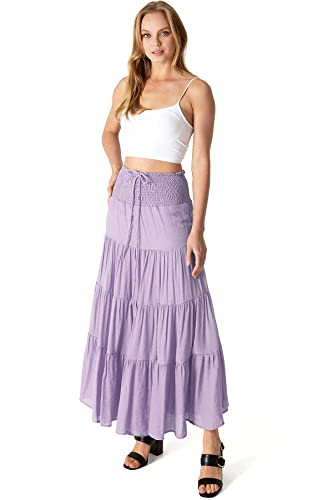 Women's Juniors Smocked Waist Broomstick Boho Skirt