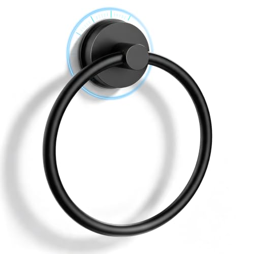 Image of SetSail Suction Cup Towel Holder,Vacuum Towel Ring,Matte Black