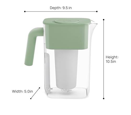 Image of Culligan with ZeroWater Technology 10-Cup Water Filter Pitcher - Includes 5-Stage Advanced Water Filter, IAPMO Certified to Reduce Lead, Total PFAS, Mercury, Fluoride, and Chlorine - Sage