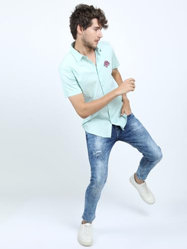 Image of Highlander Mens Tapered Fit Denim Jeans|Jeans for Man Regular Length|Distressed Jeans |Mid-Rise|Stylish Casual Wear with Stretchable Fabric for Everyday Comfort