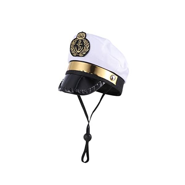 Amosfun pet captain's hat sailors sea captain white captain hat dog cat puppy sailor halloween cosplay costume hat 5. 3 inch