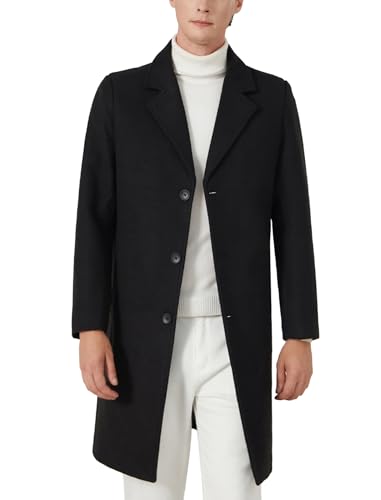 INVACHI Men's Wool Blend Long Trench Coat Notched Collar Single Breasted Overcoat Warm Winter Pea Coat4