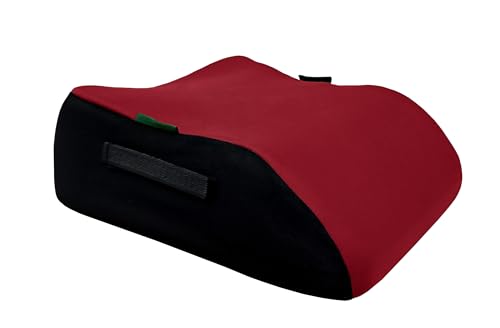 Phenix, Asiento elevador para niños 135-150 cm, de 7 a 12 años aprox., Asiento elevador universal, Funda extraíble y lavable, Cumple con la norma R129 de talla I, Asiento BUBU Rojo