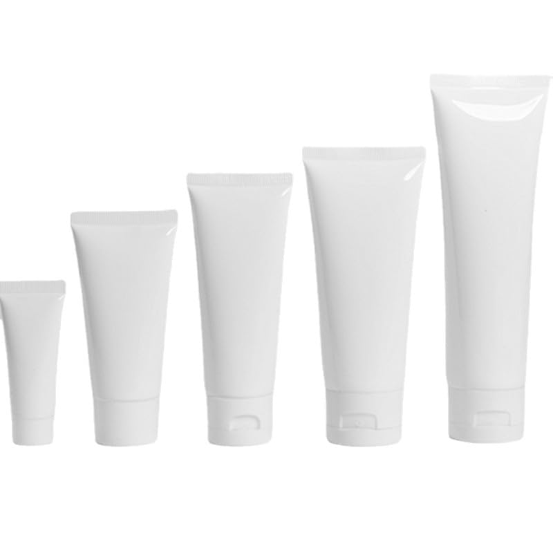 50PCS Empty Refill White Plastic Cosmetic Lotion Tubes Bottles Shampoo Facial Cleanser Makeup Sample Soft Container Tube Bottle Vial Jar Pot Case With Flip Cap/Screw Cap (80ml,Screw Cap)