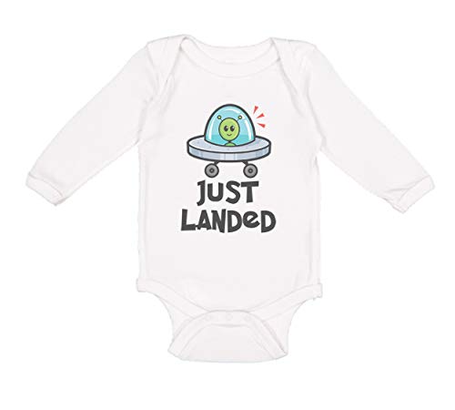 Image of Baby Long Sleeve Bodysuit Novelty Just Landed Funny Humor Boy & Girl Clothes Cotton Baby Clothes White Newborn
