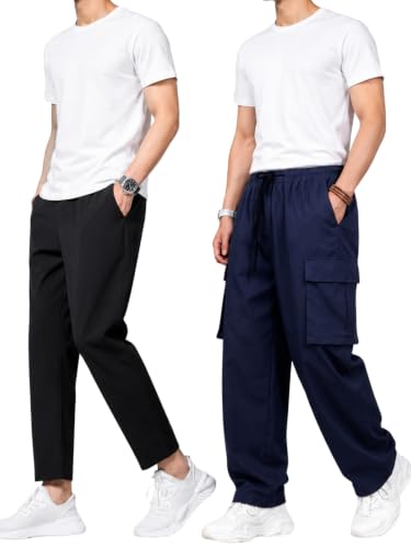 Image of GRECIILOOKS Men's Regular Fit Low Rise Polycotton Cargos | Cargo Track Pant | Loose Fit | Regular Trouser (Available in Plus Size)