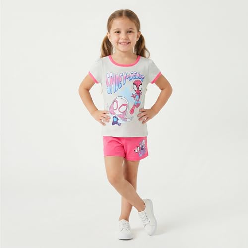 Image of Marvel Spider-Gwen Spider-Man Girls Short Sleeve T-Shirt and Shorts Set for Toddler to Big Kids