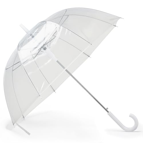 TIGREZ Windproof Clear Dome Umbrella for Wedding - Transparent Birdcage Wedding Umbrellas for Bride and Groom - Clear See Through Birdcage Dome Bride or Bridesmaid Brolly (1)