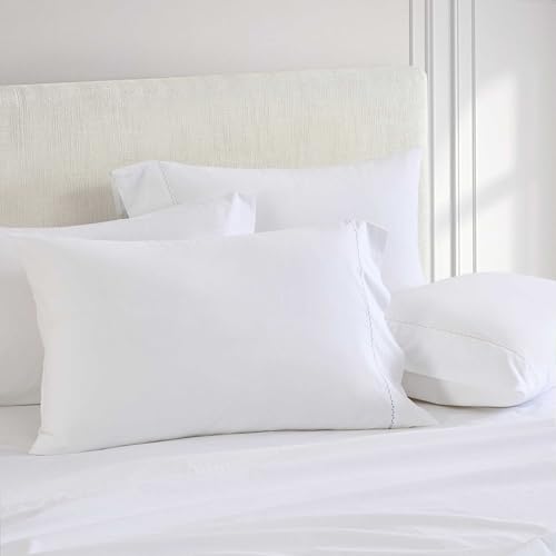 Image of Martha Stewart - Full Size Sheets Set, Crisp & Tailored Cooling Sheets with a Smooth Cotton Percale Lightweight Feel - Bed Sheets with Matching Pillowcases & Fitted Sheet (Lilly Pond Leaf Pink)
