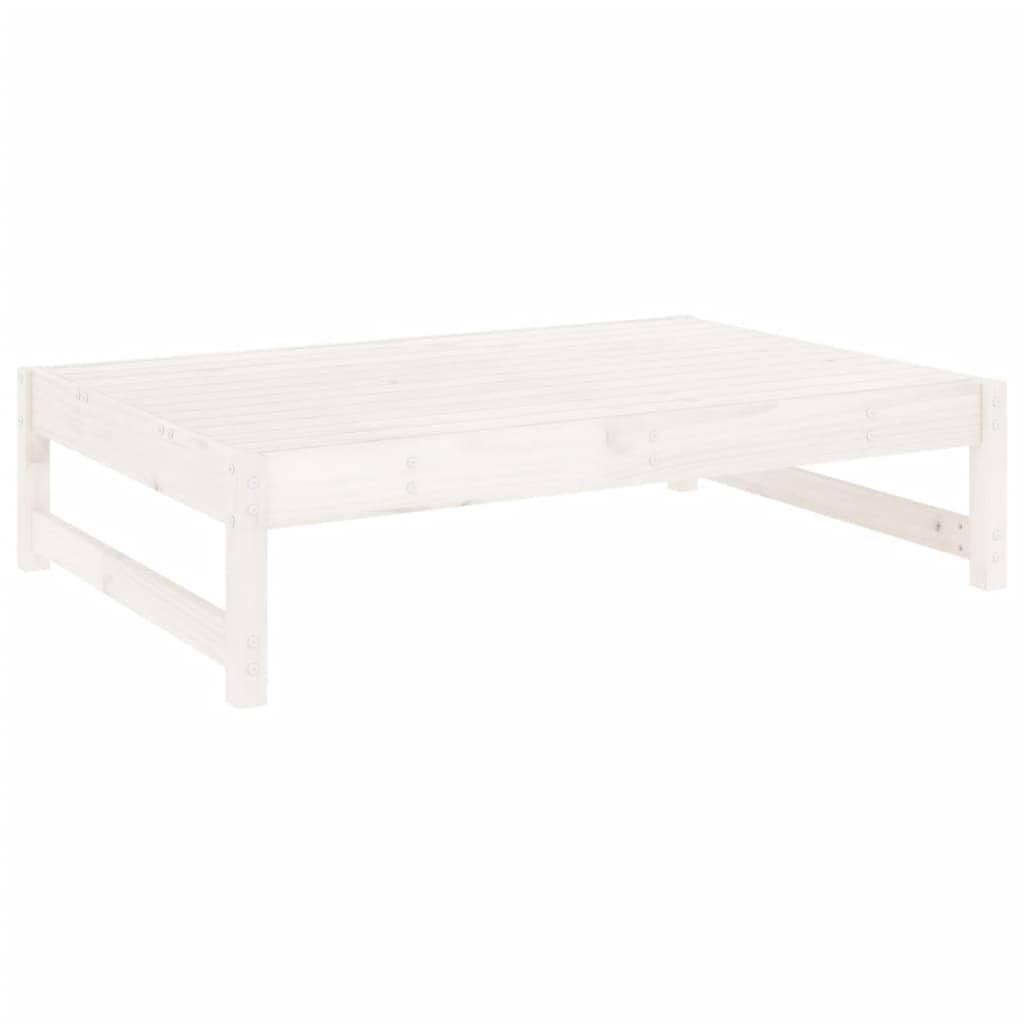 vidaXL Taburete de Jardín, Reposapiés Otomana de Descanso, Mesa de Centro de Listones, Asiento para Patio Terraza, Madera Maciza de Pino Blanco