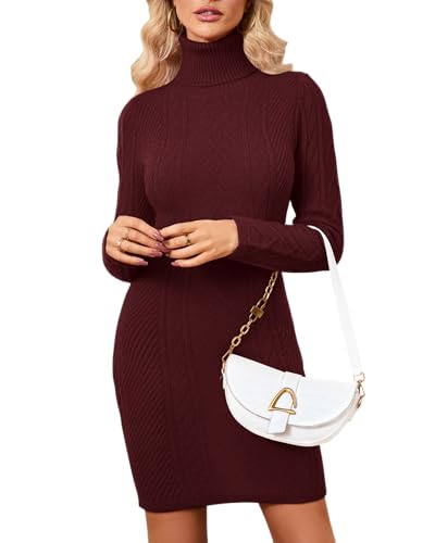 YIQ8 Women's Cable Knit Turtleneck Sweater Long...