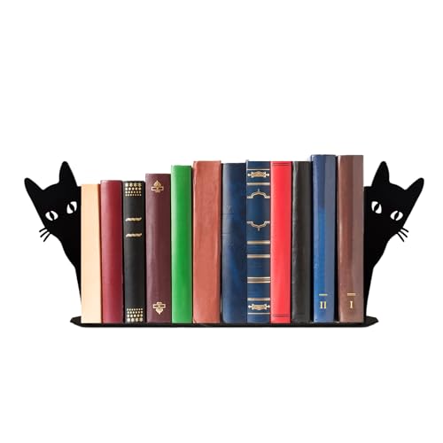 Book Ends, Black Cat Metal Bookends for Shelves ...