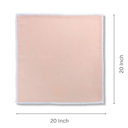 Image of FINGERCRAFT Lace Trim Cloth Napkins Set of 6, 20x20 Inch Cotton Linen Blend Dinner Napkins, Reusable Washable Table Napkins for Wedding, Farmhouse Dining, Parties & Home Decor (Pink)