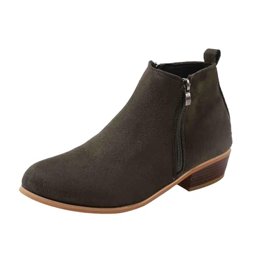 Botines de mujer verano: zapatos descalzos Botas altas y cortas con cremallera Tacón bajo Zapatos casuales Elegantes botas de mujer ligeras Botas de senderismo Pies anchos Zapatos para caminar, verde