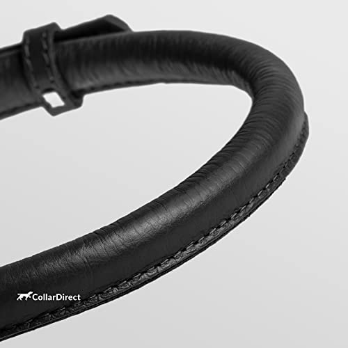 CollarDirect Rundes Leder Hundehalsband, weich gepolstert gerollt, handgefertigtes Echtleder Halsband für Hund Welpe Katze Klein Groß Schwarz Rosa Rot Lila Blau