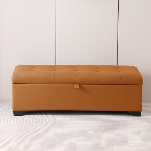 Banco otomano de almacenamiento, reposapiés y mesa auxiliar, asiento de almacenamiento tapizado y zapatero para entrada, elegante contenedor de puf y baúl de almacenamiento para sala de estar
