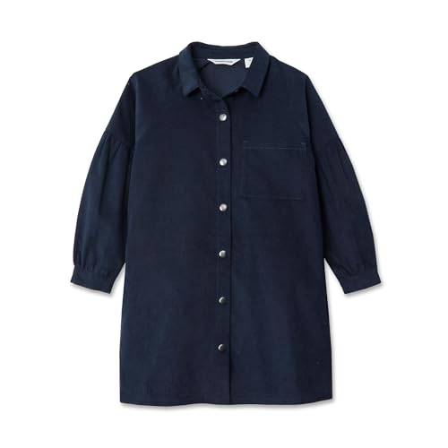 Lands' End Girls 3/4 Sleeve Corduroy Shirt Dress Large Classic Navy