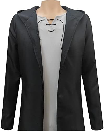 Mens Cosplay Costume Black Cloak Shirt Pants Full Set for Halloween Party image 5