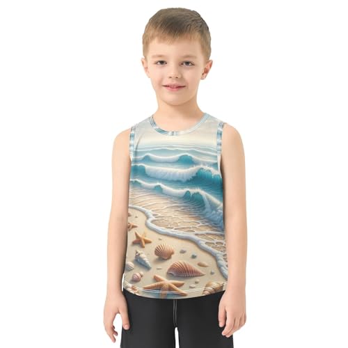 susiyo Beach Wave Seashell Starfish Boys Sleeveless Tank Top Girls Athletic T Shirt2