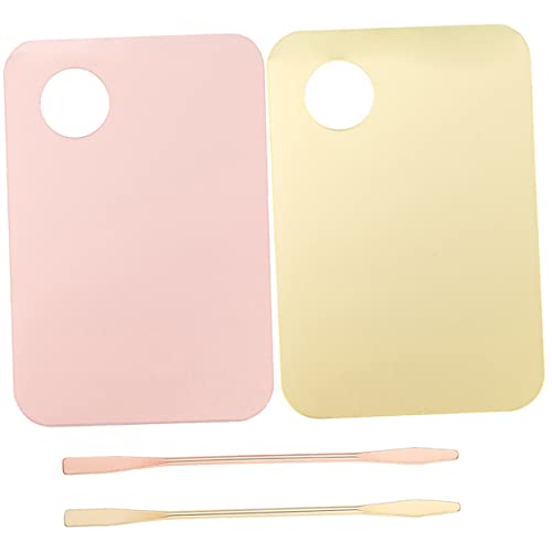 Outanaya 2 Pack Acrylic Makeup Mixing Plates with Blender Spatula Professional Foundation Mixing Palette for Artists