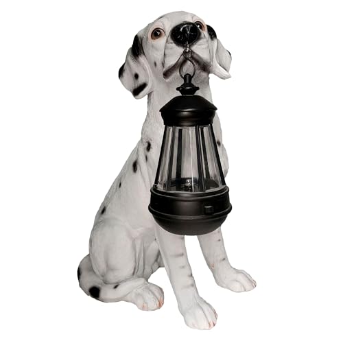 LED Solarlampe Dalmatiner 32,5x22cm inkl. Akku Gartenlampe Hund Laterne Solar Lampe Solarlaterne