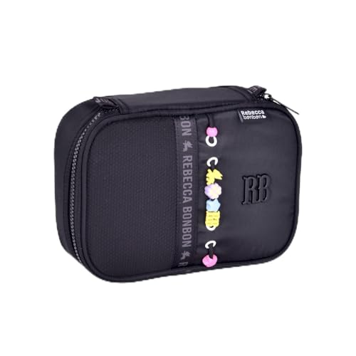 Estojo Box Rebecca Bonbon Beaded Fun 100 Pens Grande Resistente Feminino Escolar (Preto)